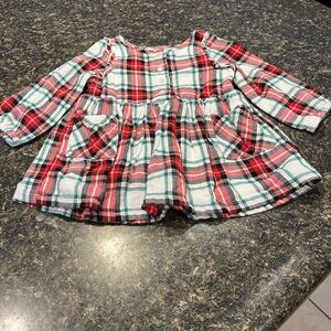 Cat & Jack Toddler Girls Long Sleeve Plaid Flannel Dress with Lining Size 12 Mo